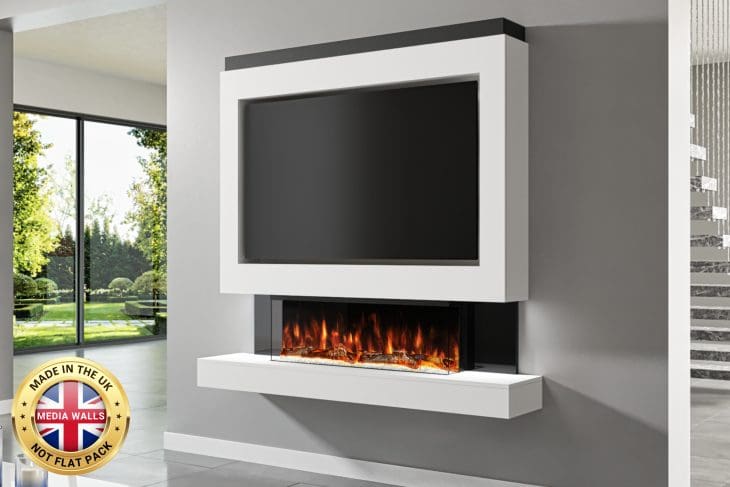 Pre-Built Media Wall Inc Spectrum 44 Electric Fire - Package 1