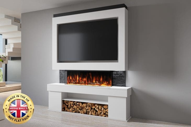 Pre-Built Media Wall Inc Spectrum 44 Electric Fire - Package 3