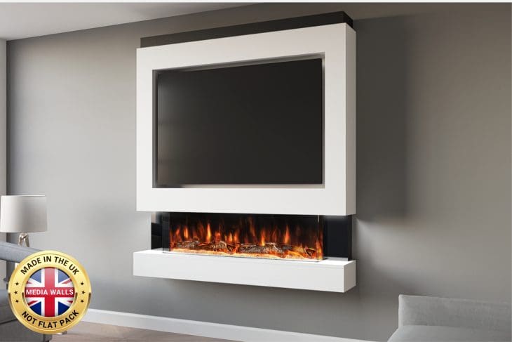 Pre-Built Media Wall Inc Spectrum 44 Electric Fire - Package 4