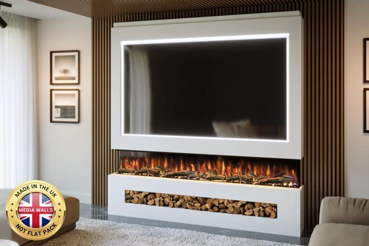 Pre-Built Media Wall Inc Spectrum 82 Electric Fire - Package 16