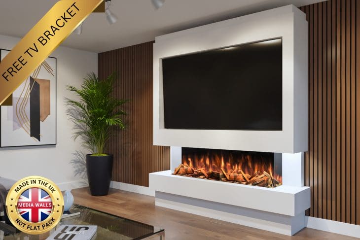 Pre-Built Media Wall Inc Advance 1300 Electric Fire - Package 10