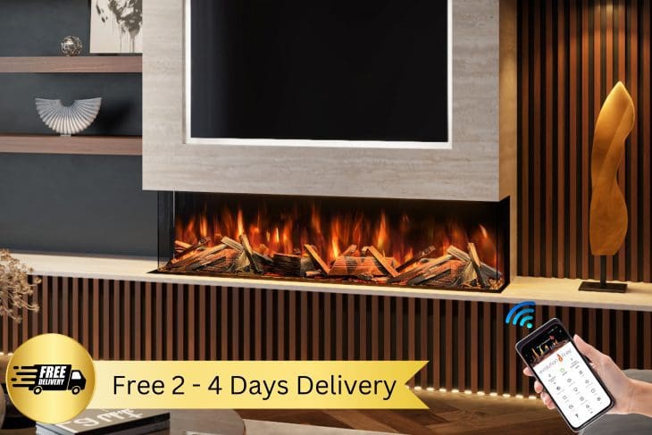 Evolution Advance Series 1500 - 3 Sided Widescreen Panoramic Electric Fireplace ( APP Control and Alexa )