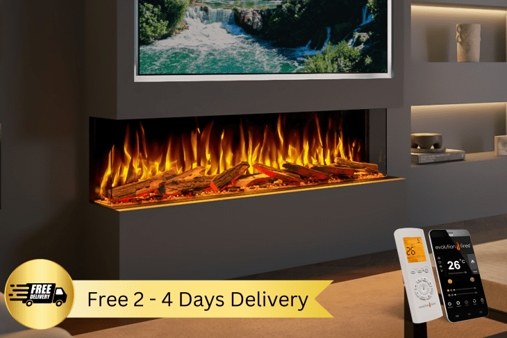 Evolution Advance Series 1500 - 3 Sided Widescreen Panoramic Electric Fireplace ( APP Control and Alexa )