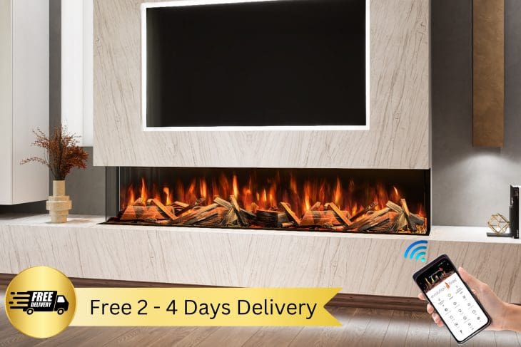 Evolution Advance Series 2000 - 3 Sided Widescreen Panoramic Electric Fireplace (APP Control and Alexa)