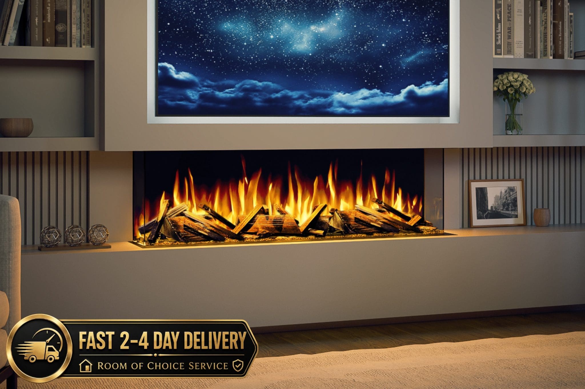 3 Sided Electric Fires for Media Walls UK | Evolution Fires