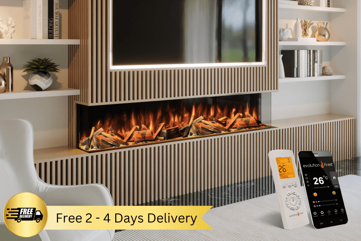 Evolution Advance Series 1800 - 3 Sided Widescreen Panoramic Electric Fireplace ( APP Control and Alexa )
