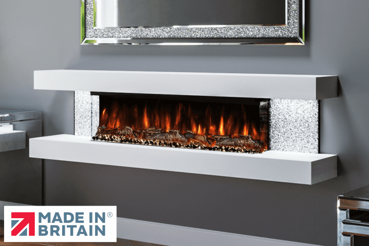 Crystal Vegas Wall Mounted Electric Fireplace by Evolution Fires