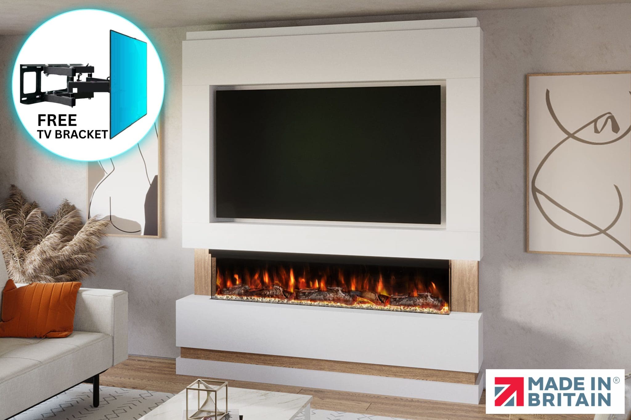 Package 14 – Pre-Built Media Wall with Electric Fireplace | Evolution Fires
