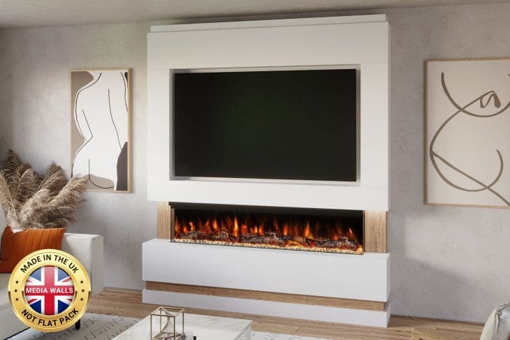 Pre-Built Media Wall Inc Spectrum 60 Electric Fire - Package 14