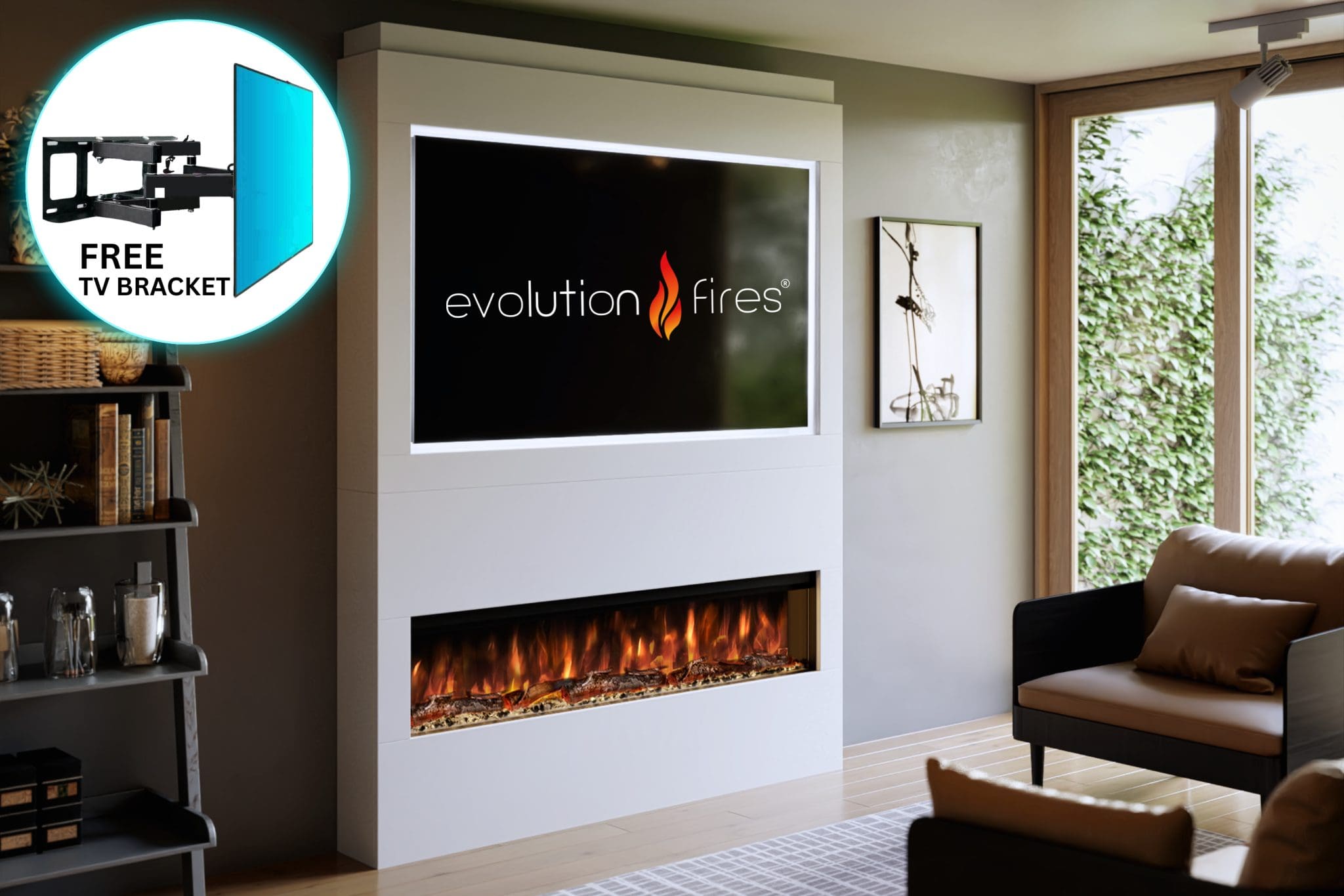 Package 17 – Pre-Built Media Wall with Electric Fireplace | Evolution Fires