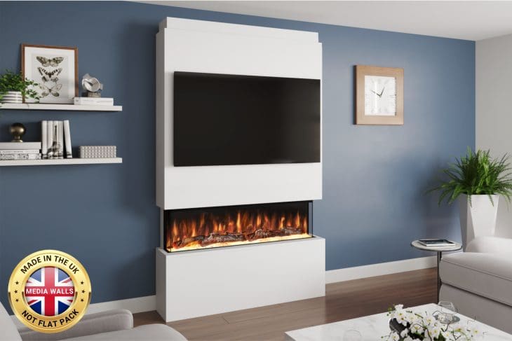 Pre-Built Media Wall Inc Spectrum 44 Electric Fire - Package 18