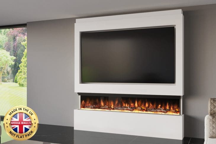 Pre-Built Media Wall Inc Spectrum 72 Electric Fire - Package 9