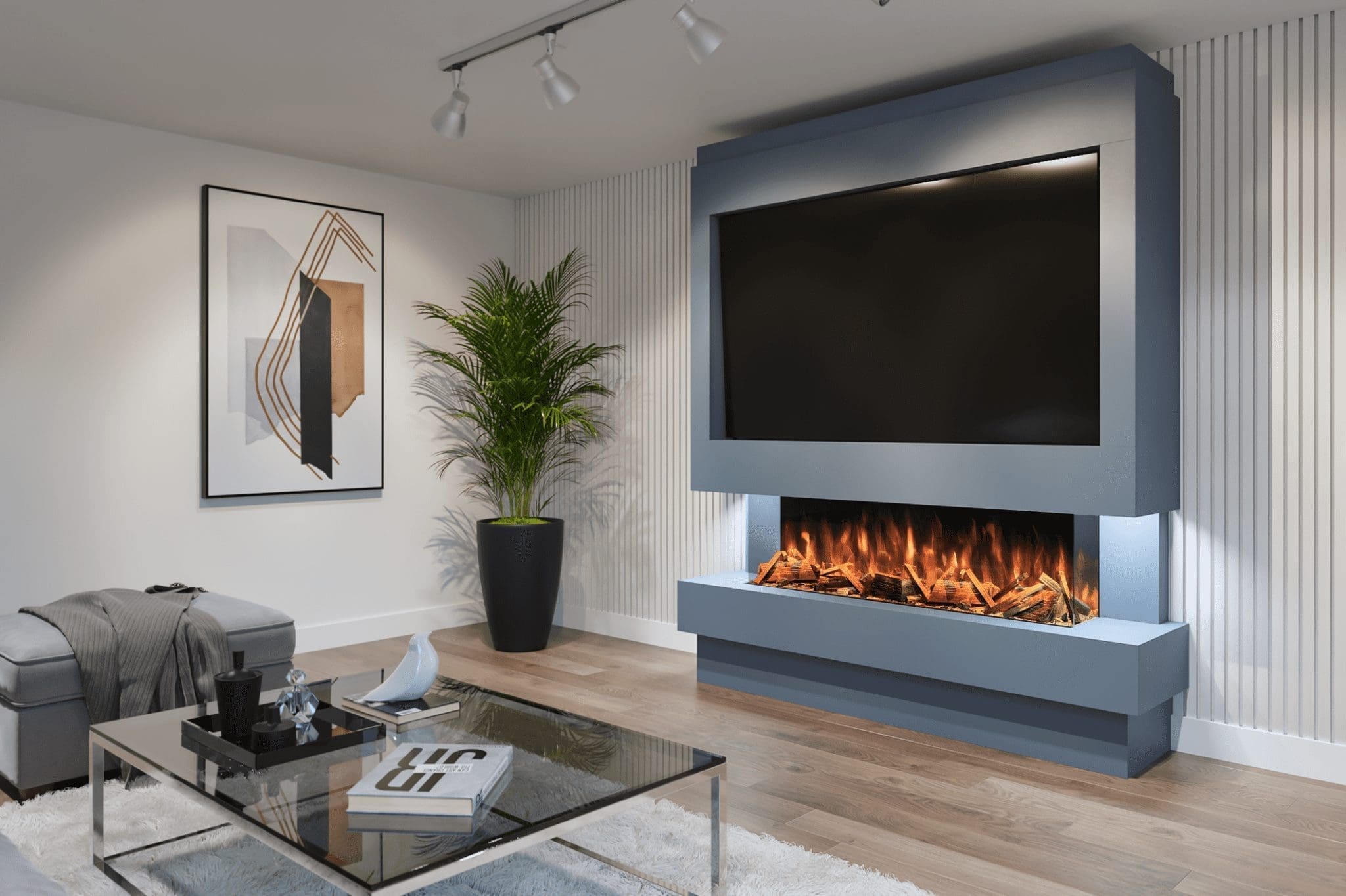 Pre Built Media Wall With Electric Fire Package 10 Evolution Fires