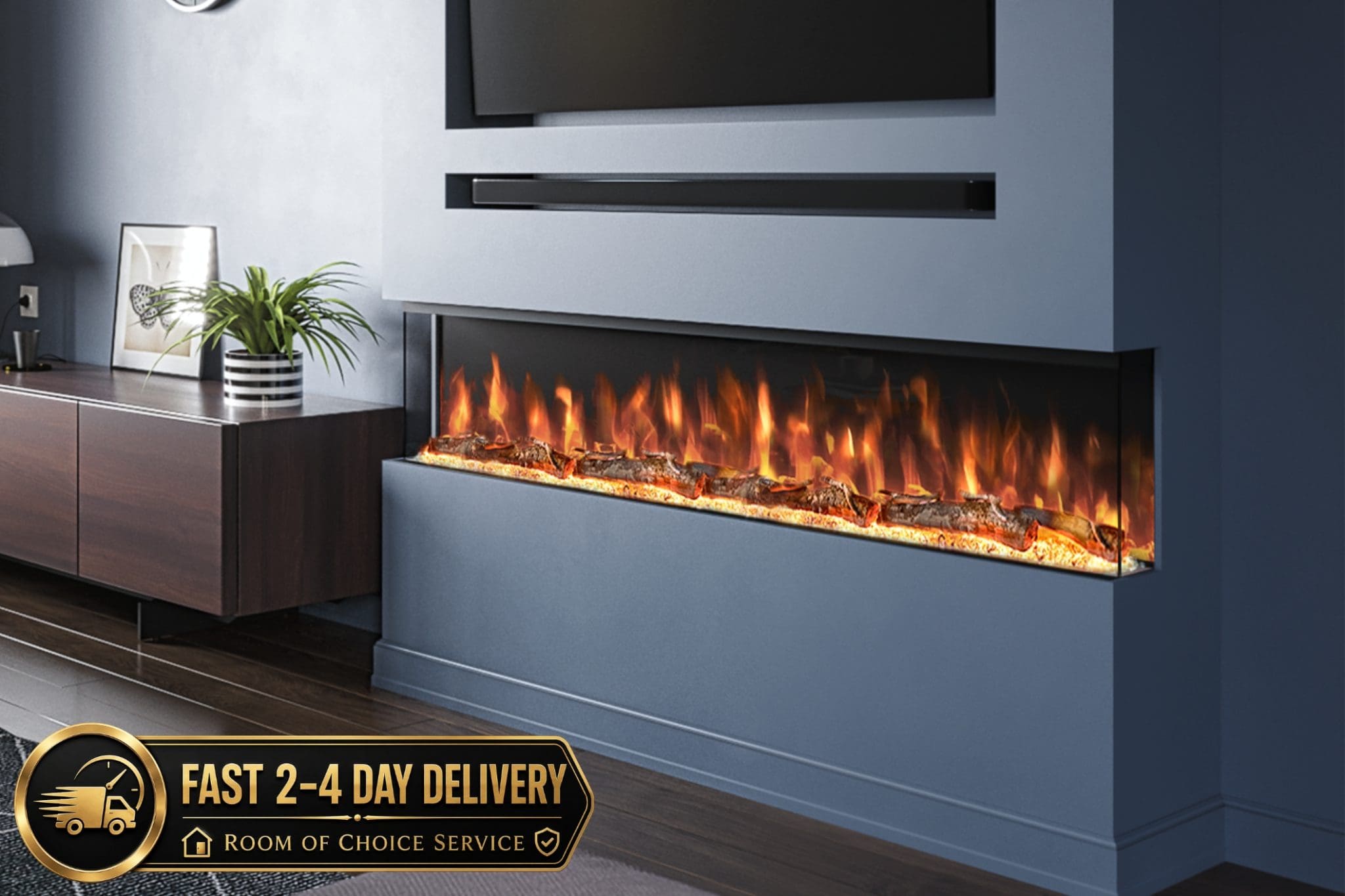 Spectrum Series 60" Media Wall Electric Fireplace | Evolution Fires