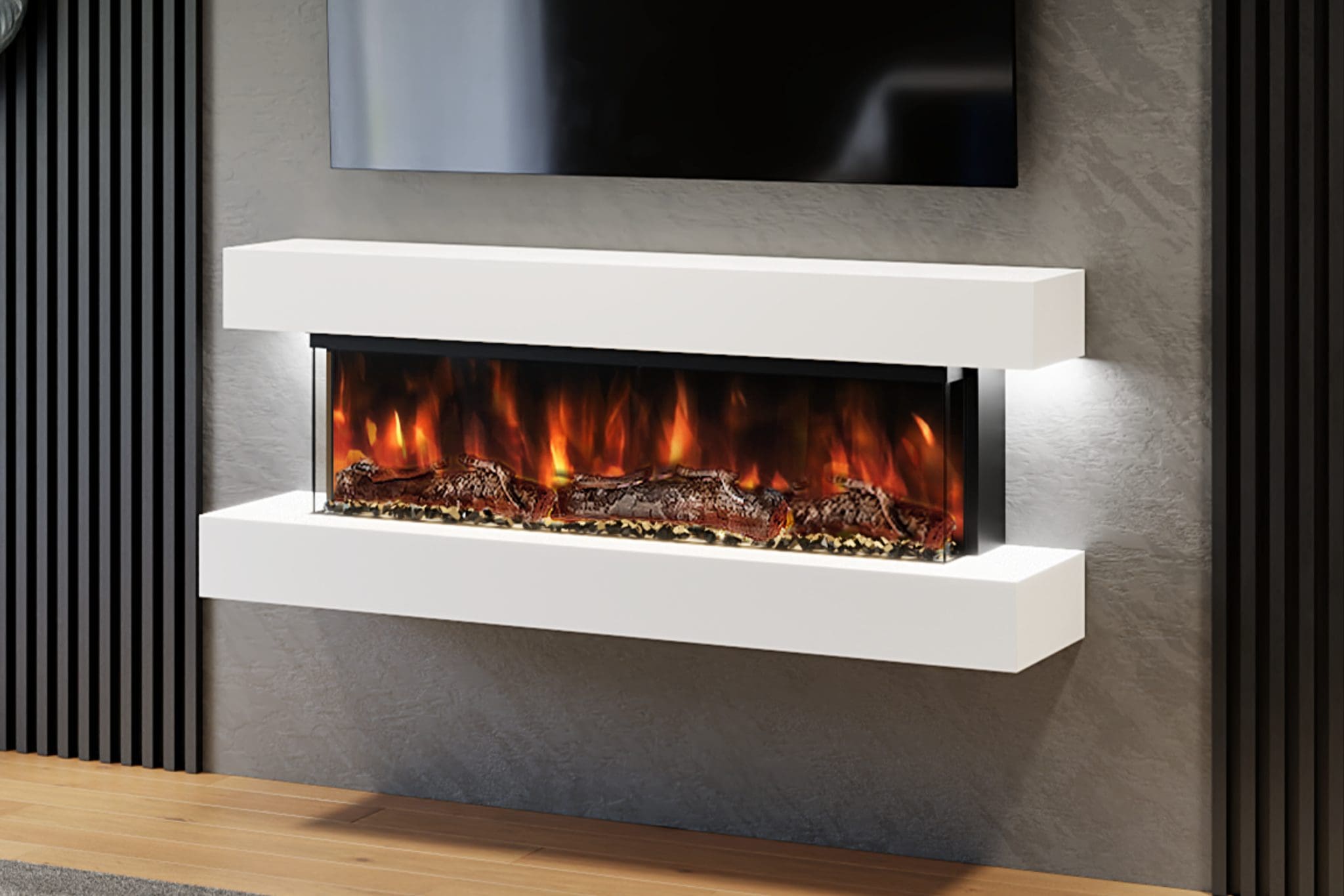 Evolution Fires Studio 4 – 54 Inch Wall Mounted Electric Fireplace White Finish
