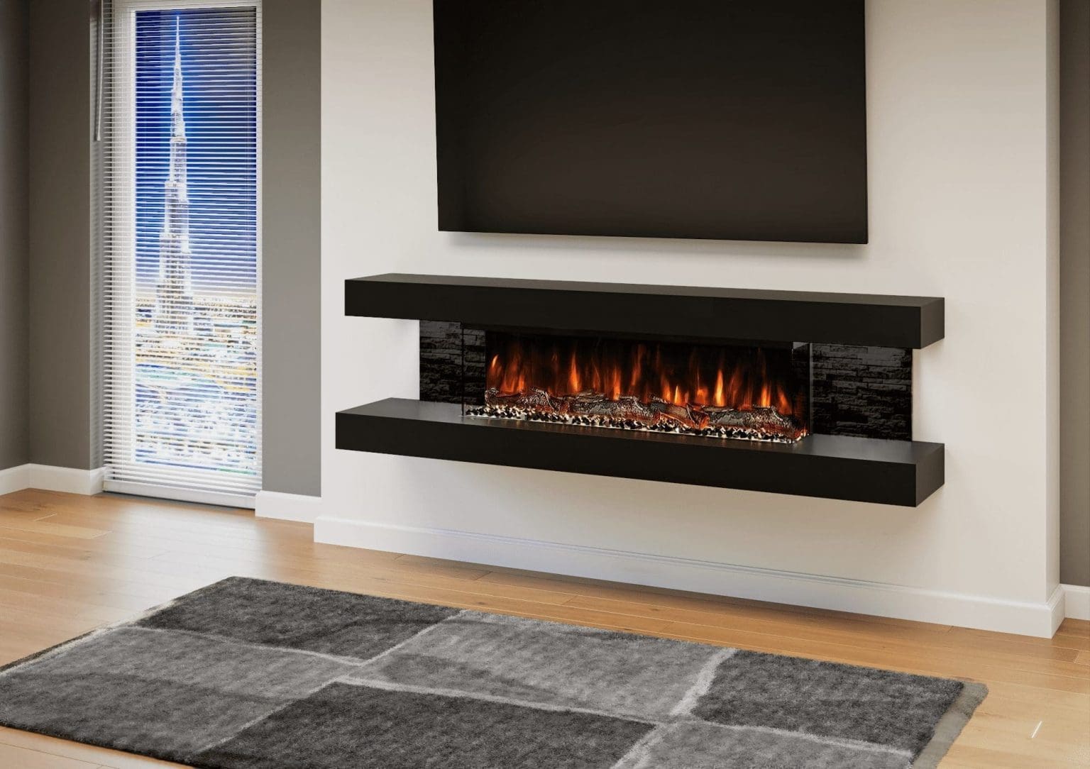 Evolution Fires Vegas Black Wall Mounted Electric Fireplace