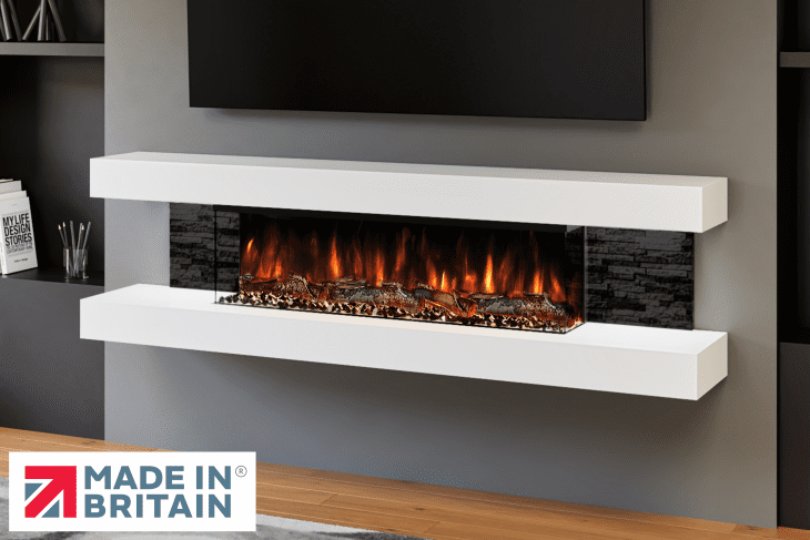Vegas White Wall Mounted Electric Fireplace by Evolution Fires