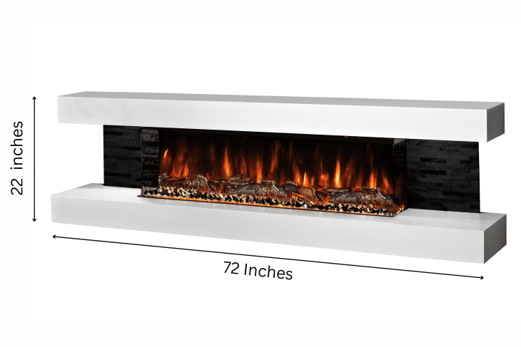 Vegas 72-Inch Wall Mounted Electric Fireplace in White finish – modern wall-mounted electric fireplace by Evolution Fires
