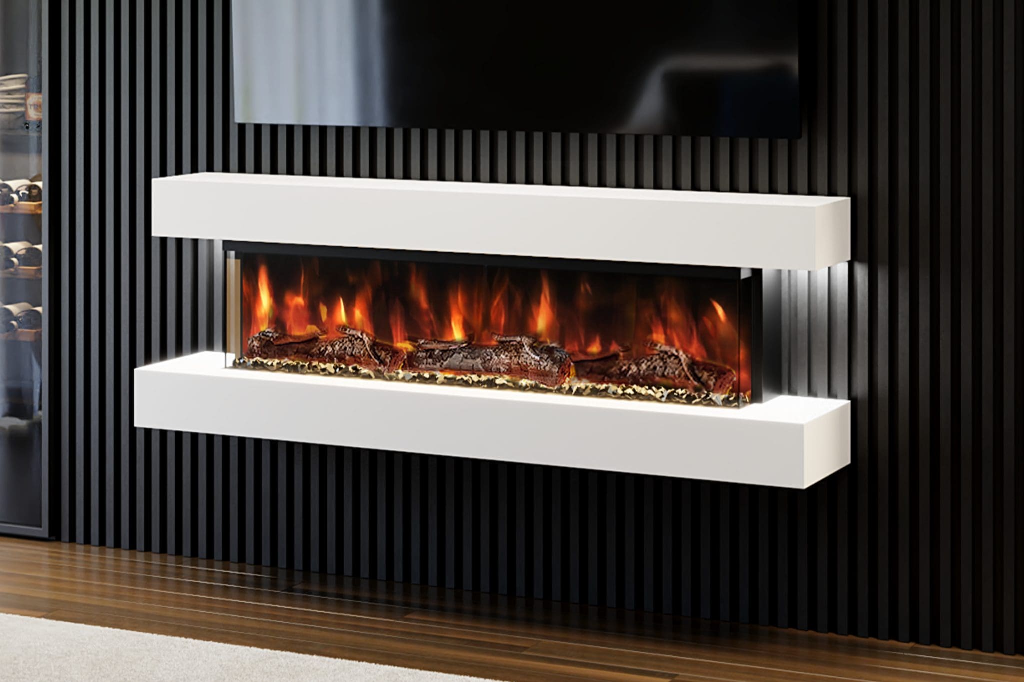 Evolution Fires Studio 5 – 62 Inch Wall Mounted Electric Fireplace White Finish
