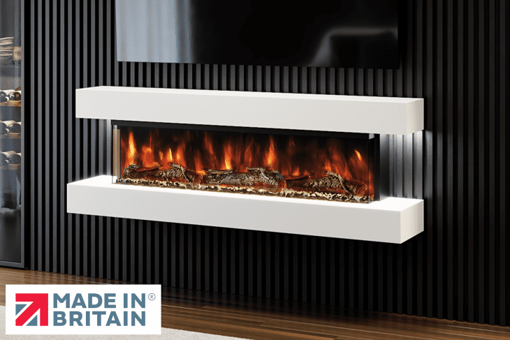Studio 5 White 62-Inch Wall Mounted Electric Fireplace by Evolution Fires