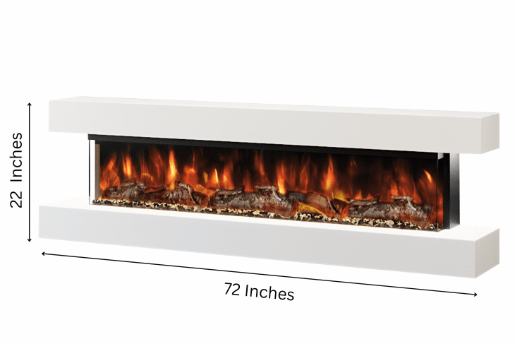 Studio 6 – 72-Inch Wall Mounted Electric Fireplace in White finish – modern electric fireplace by Evolution Fires