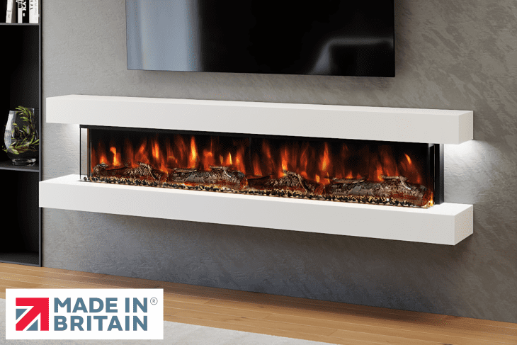 Studio 7 84-Inch Wall Mounted Electric Fireplace in White by Evolution Fires