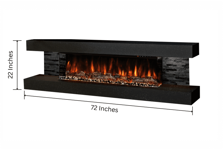 Vegas 72-Inch Wall Mounted Electric Fireplace in Black Stone Effect finish – modern electric fireplace by Evolution Fires