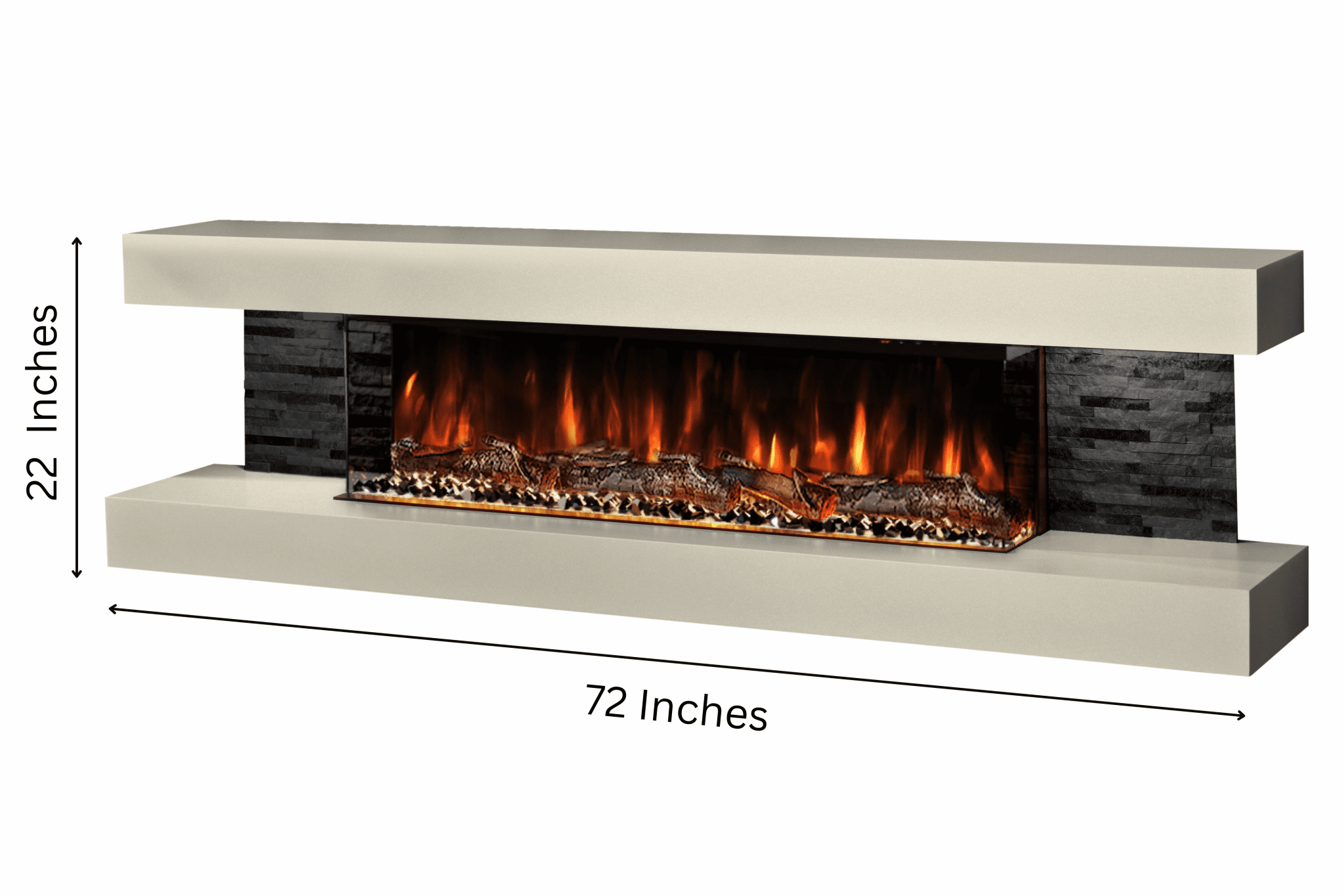 Vegas 72-Inch Wall Mounted Electric Fireplace in Cream finish – modern wall-mounted electric fireplace by Evolution Fires