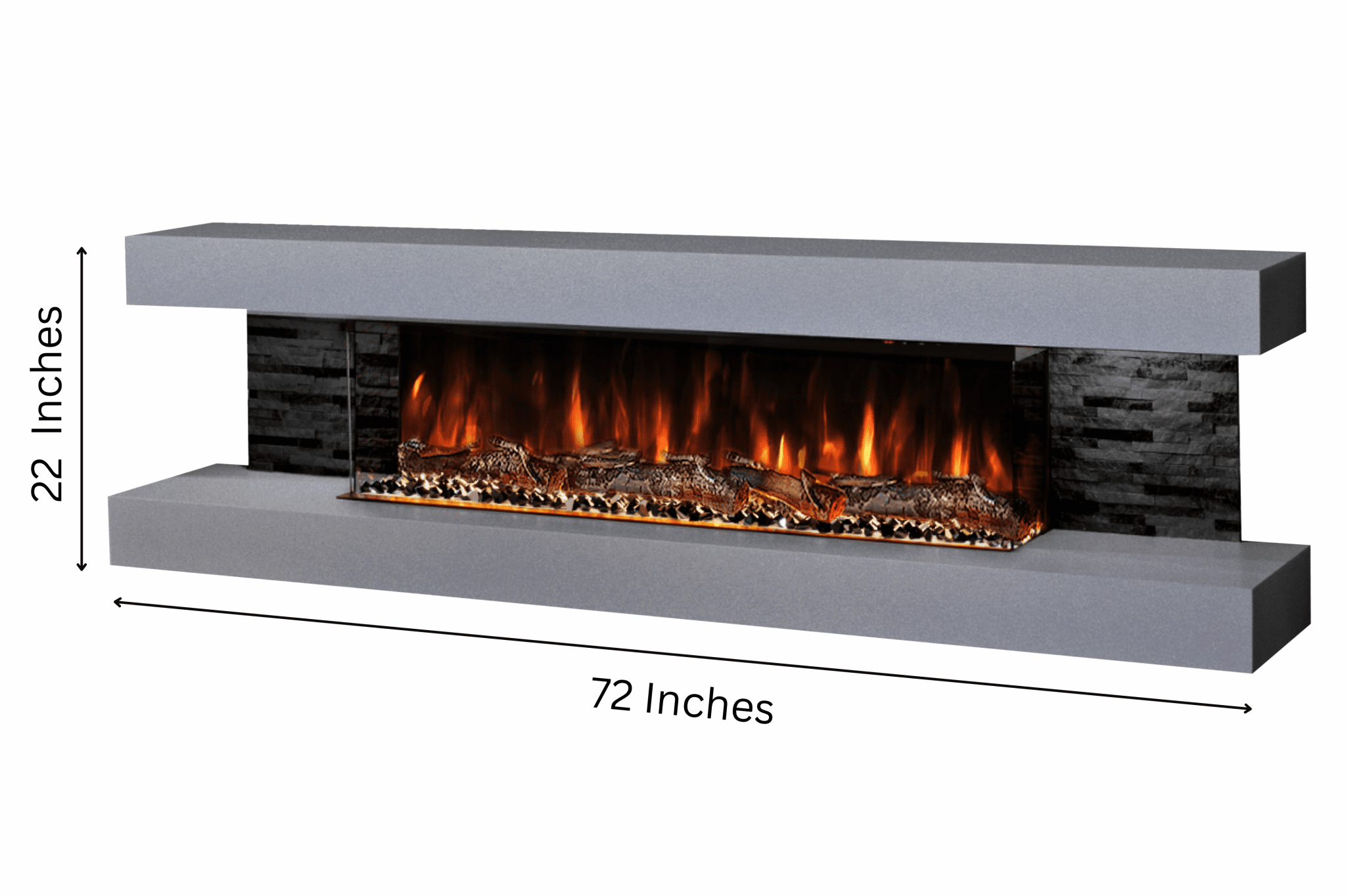Vegas 72-Inch Wall Mounted Electric Fireplace in Grey finish – modern wall-mounted electric fireplace by Evolution Fires