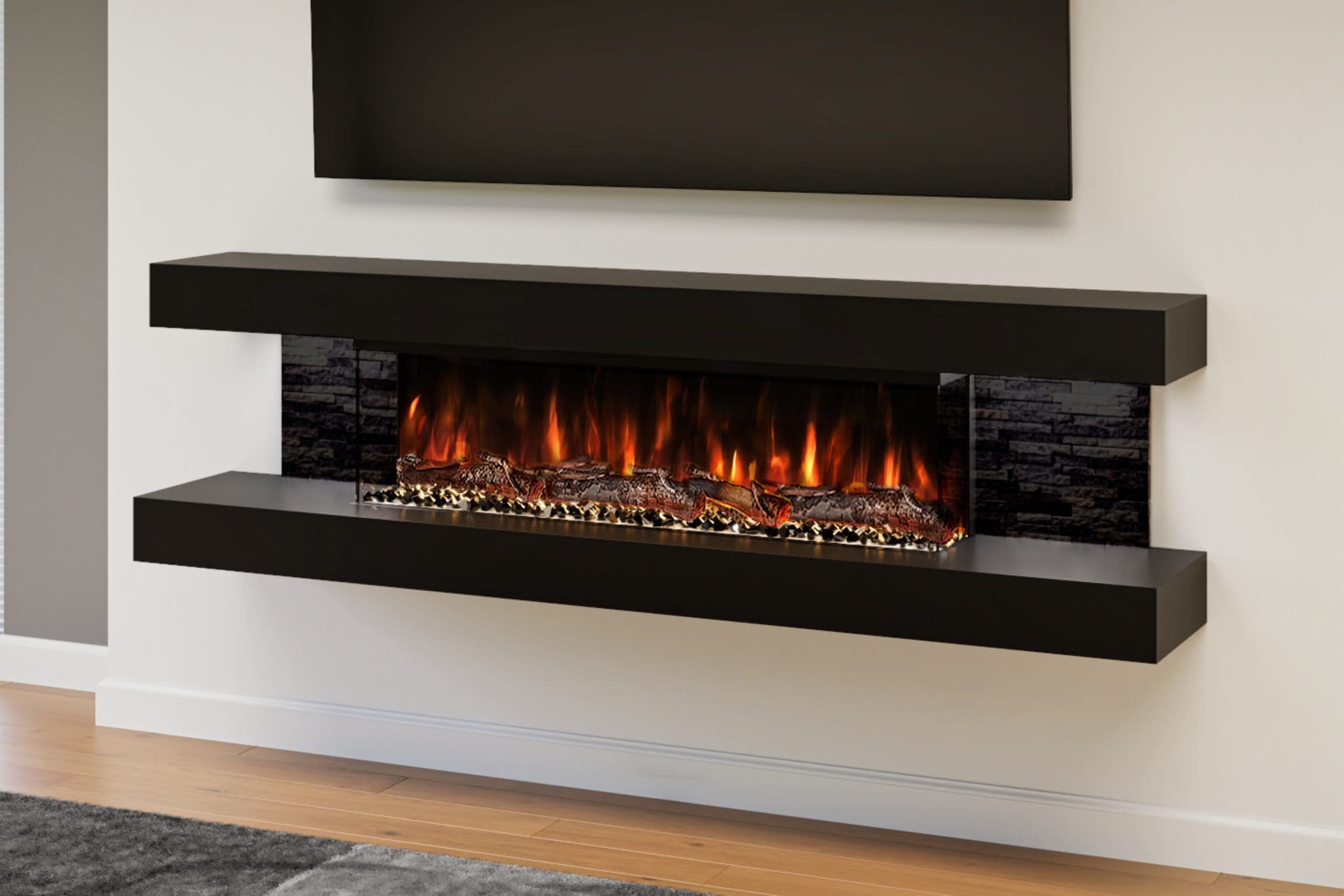 Evolution Fires Vegas Black Wall Mounted Electric Fireplace