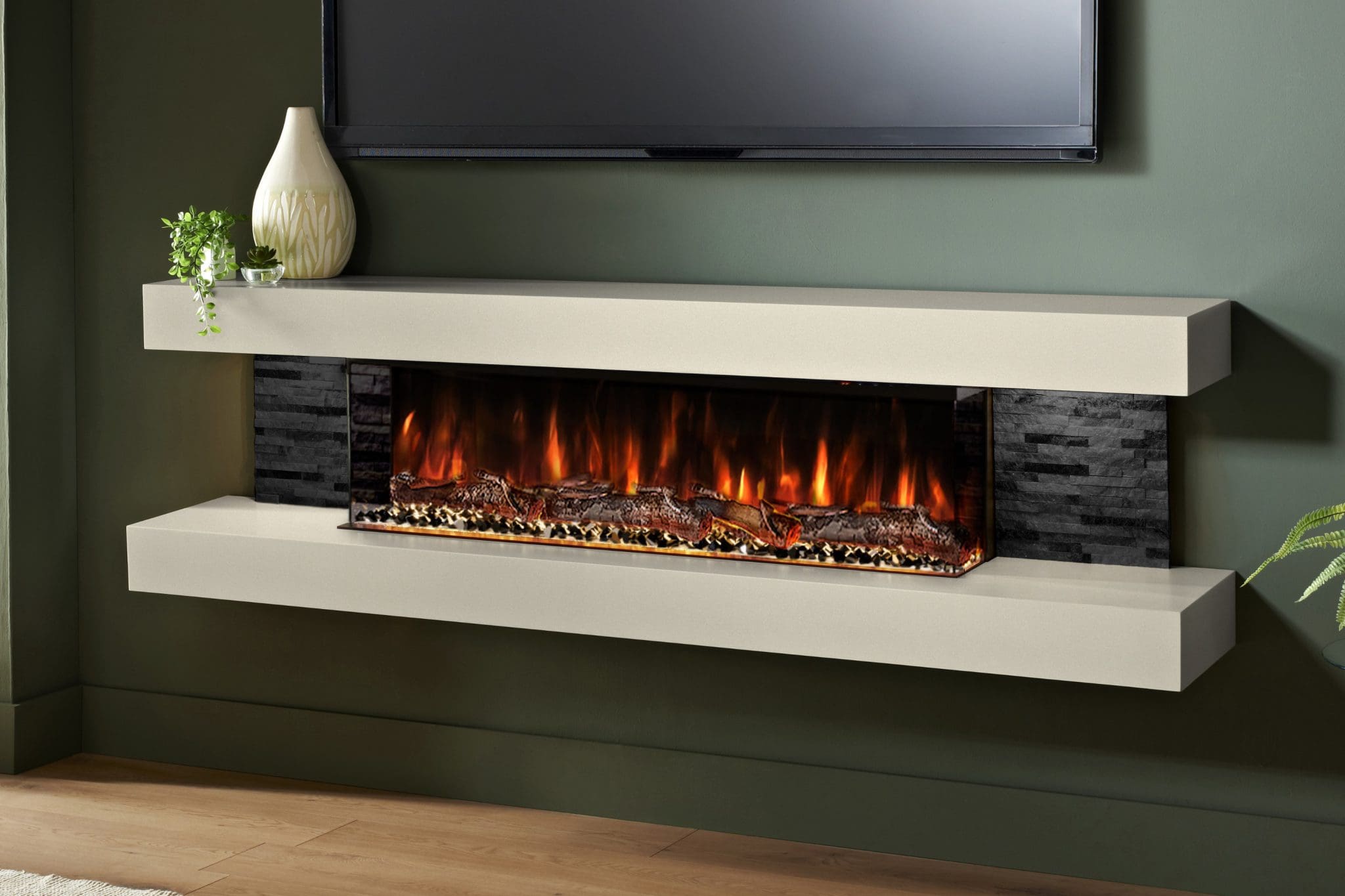 Evolution Fires Vegas Cream Wall Mounted Electric Fireplace