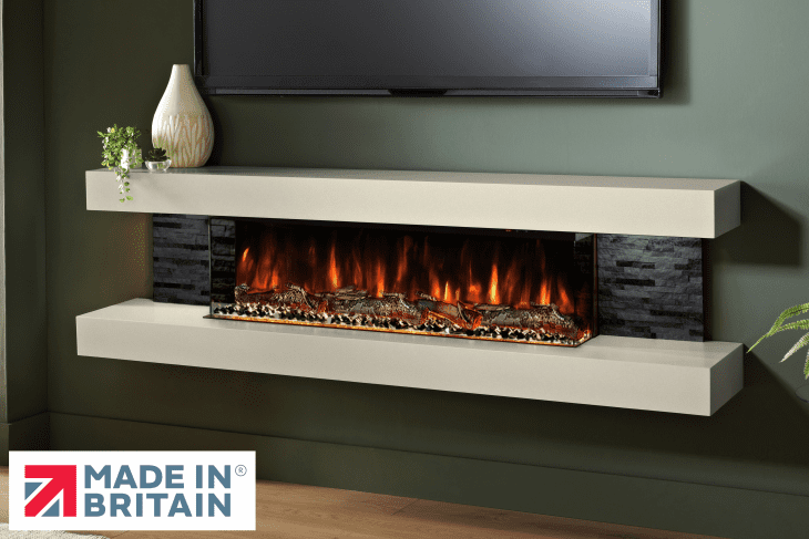 Vegas Cream Wall Mounted Electric Fireplace by Evolution Fires