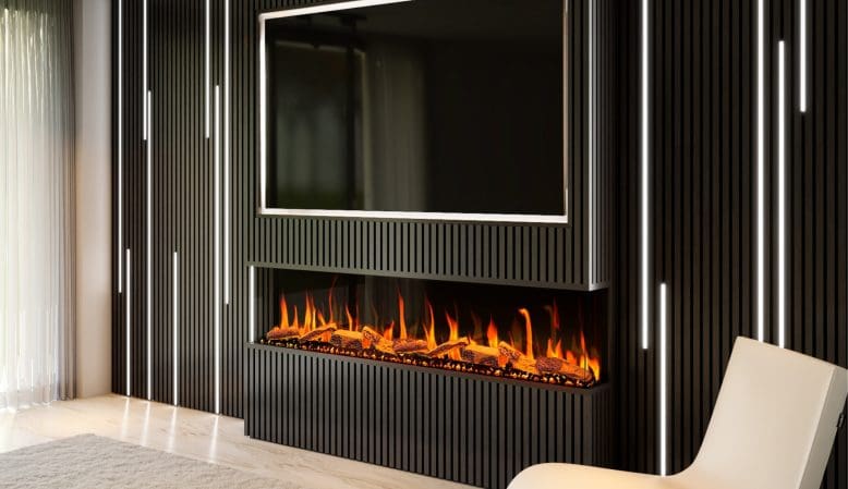 Media Wall Fire Ideas: 3 Sided, Slimline & Built-In Electric Fires