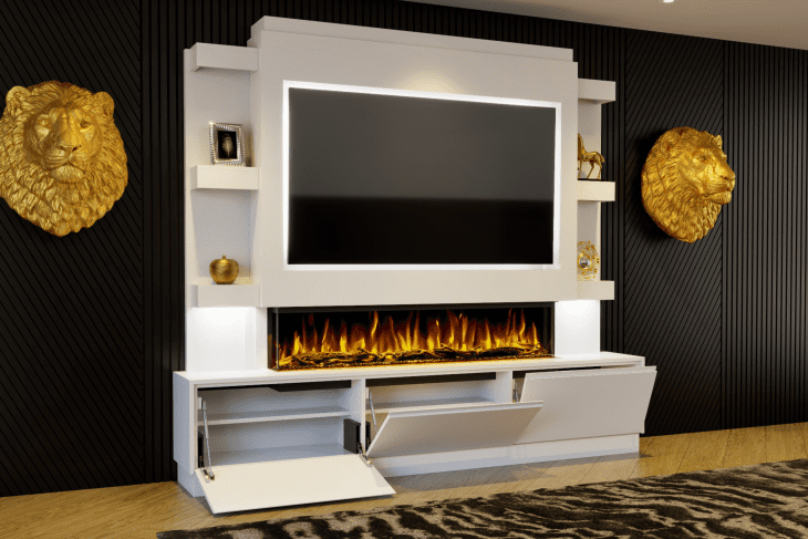 Pre-Built Media Wall With Storage & Electric Fire - Package 22 - Image 2