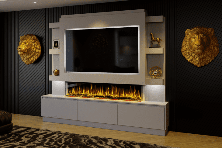 Pre-Built Media Wall With Storage & Electric Fire - Package 22 - Image 4