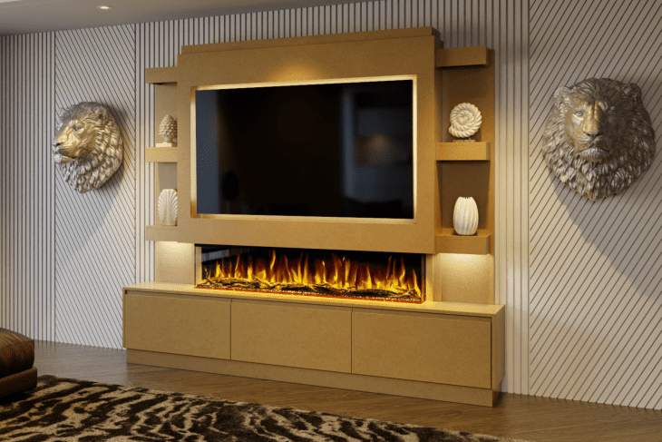 Pre-Built Media Wall With Storage & Electric Fire - Package 22 - Image 6