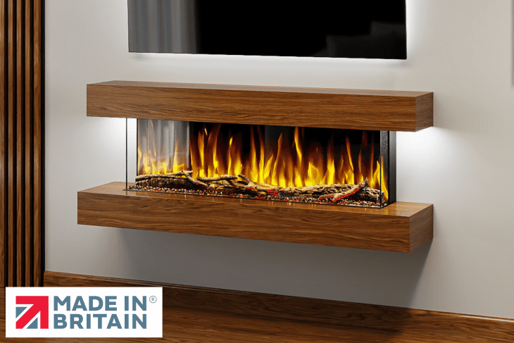 Evolution Fires Studio 4 54 Inch Wall Mounted Electric Fireplace in Walnut Finish