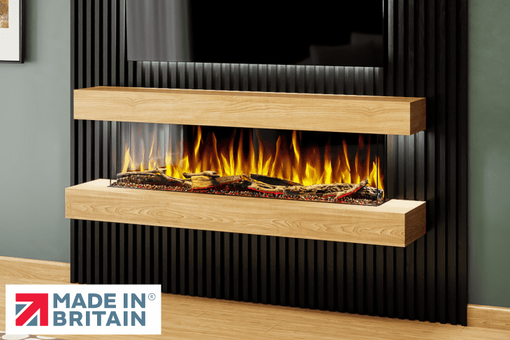 Studio 5 Oak 62-Inch Wall Mounted Electric Fireplace by Evolution Fires