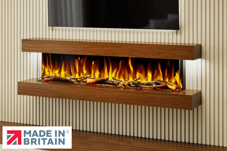 Studio 6 72-Inch Wall Mounted Electric Fireplace in Walnut by Evolution Fires