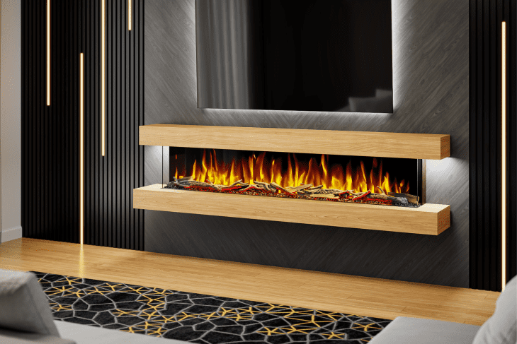 Evolution Fires Studio 7 – 84 Inch Wall Mounted Electric Fireplace Oak Finish - Image 6