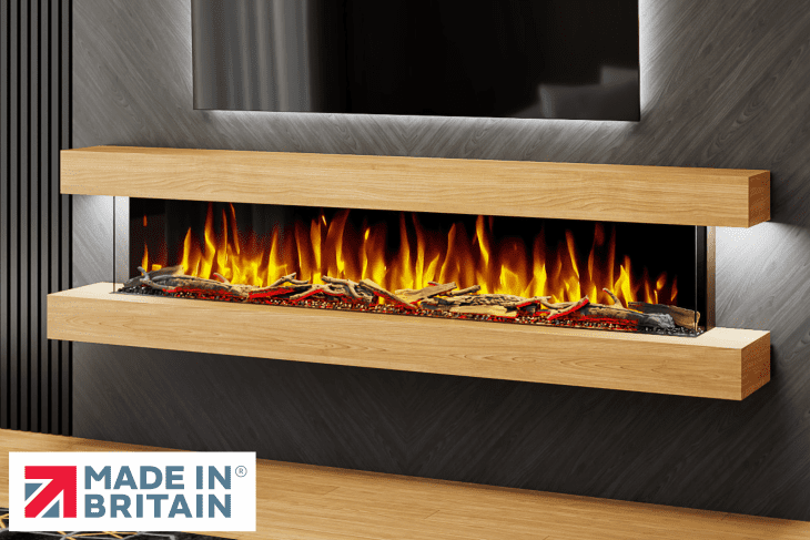 Studio 6 72-Inch Wall Mounted Electric Fireplace in Oak by Evolution Fires