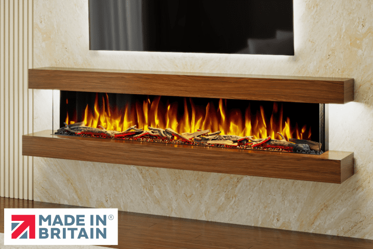 Studio 6 72-Inch Wall Mounted Electric Fireplace in Walnut by Evolution Fires