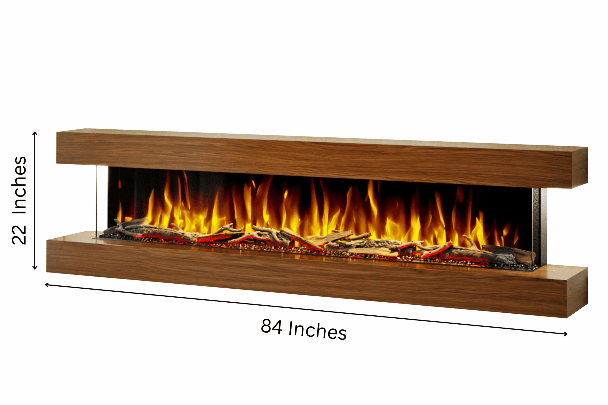 Studio 7 – 84-Inch Wall Mounted Electric Fireplace in Walnut finish – modern electric fireplace by Evolution Fires