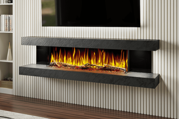 Evolution Fires Vegas Black Stone Effect- Wall Mounted Electric Fireplace