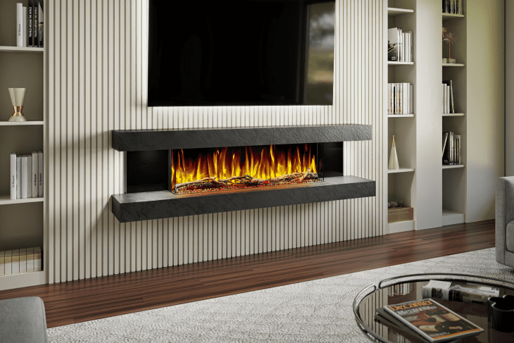 Evolution Fires Vegas Black Stone Effect- Wall Mounted Electric Fireplace - Image 2