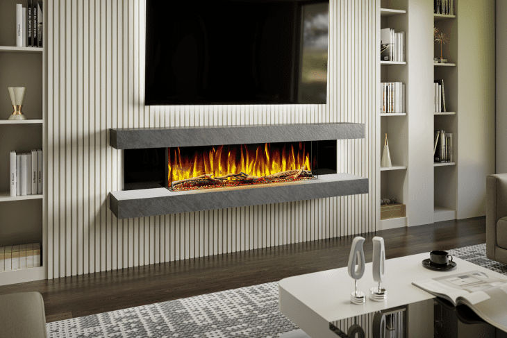 Evolution Fires Vegas Grey Stone Effect- Wall Mounted Electric Fireplace - Image 2