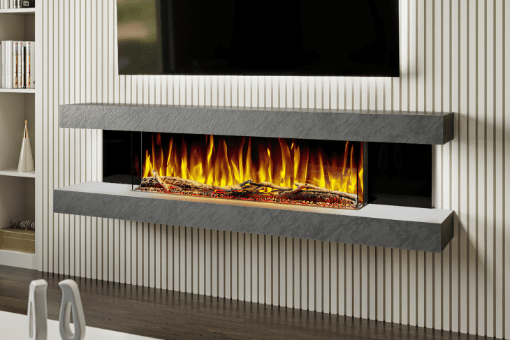 Evolution Fires Vegas Grey Stone Effect- Wall Mounted Electric Fireplace