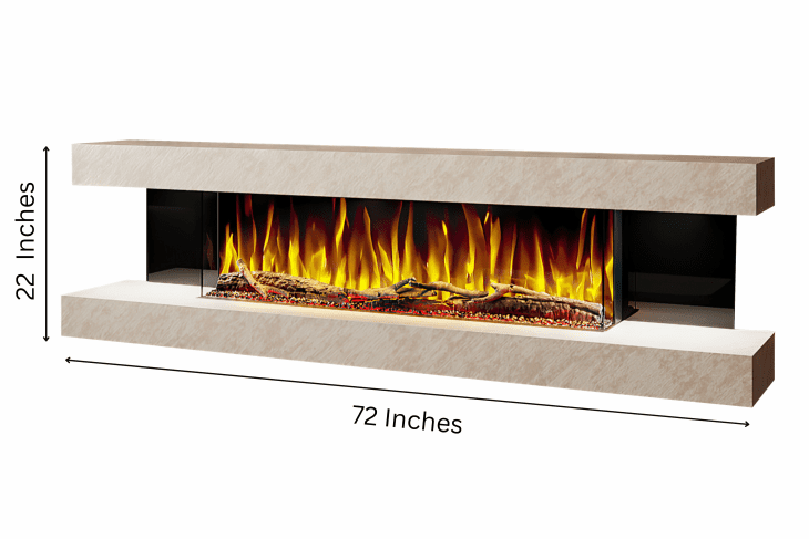 Vegas 72-Inch Wall Mounted Electric Fireplace in Pearl Venation Textured – wall-mounted electric fireplace with a luxury textured finish by Evolution Fires