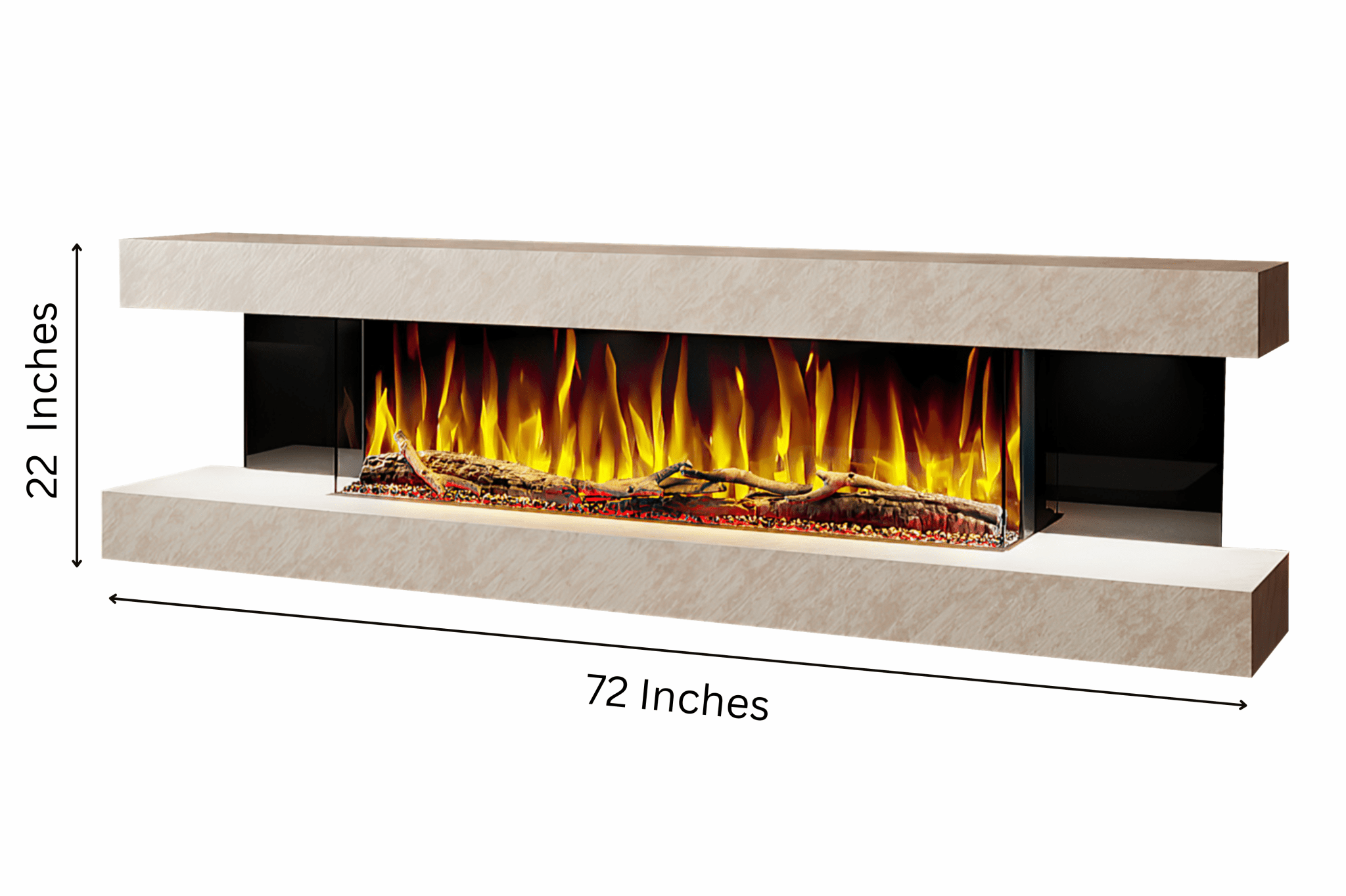Vegas 72-Inch Wall Mounted Electric Fireplace in Pearl Venation Textured – wall-mounted electric fireplace with a luxury textured finish by Evolution Fires