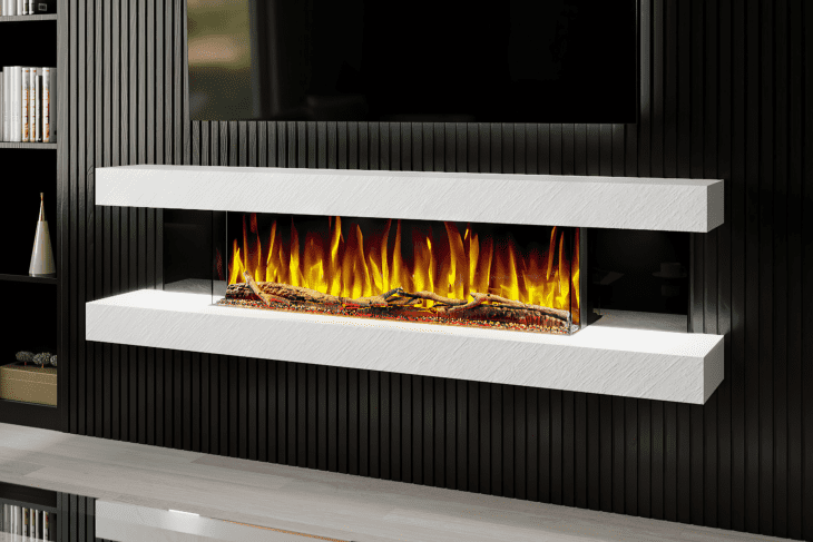 Evolution Fires Vegas White Stone Effect- Wall Mounted Electric Fireplace